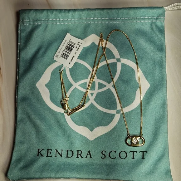 NWT Kendra Scott Elisa 18k Gold Vermeil Sparkle Tab Pendant - Picture 7 of 7